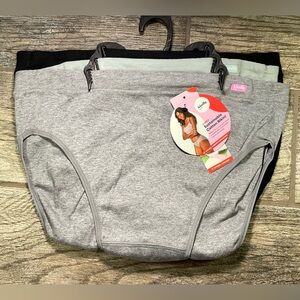 New 3 pairs of Kindly Yours Cotton Bikini Panties Size XXL Grey, Green & Black